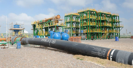 Rock slurry pipeline from Khouribga enters the Jorf complex into the slurry holding facility. The pipeline is currently in commissioning, and is due to start operations next month. With a 40 million tpa rock throughput capacity, the pipeline is built to handle all of OCP’s current and future mine output at Khouribga. This means rock rail shipments to Casablanca will shortly cease, sharply reducing rock logistics costs.